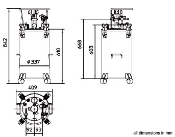 Schemat zbiornika ciśnieniowego Pressure Pot 40 A N08140006 DÜRR